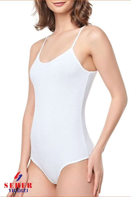 Morning Star Women's String-Strapped Snap-Button Undershirt White