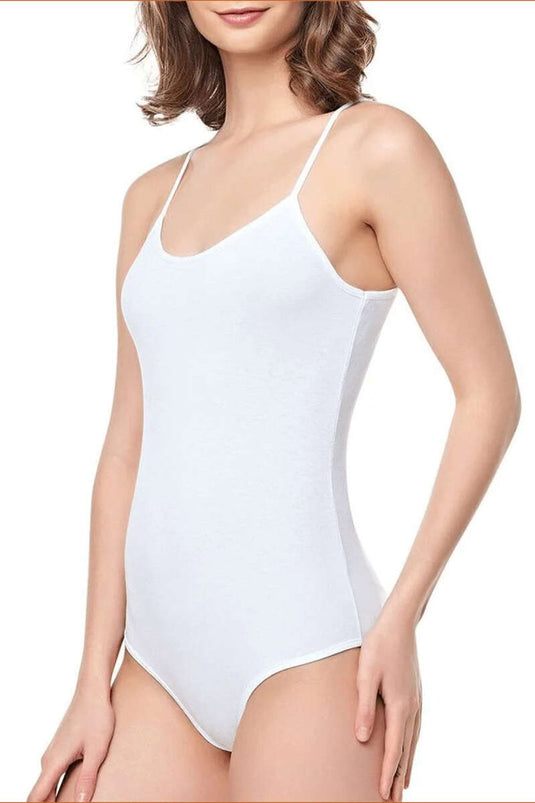 Morning Star Women's String-Strapped Snap-Button Undershirt White