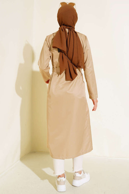 Eight-Button Belted Trench Coat Latte