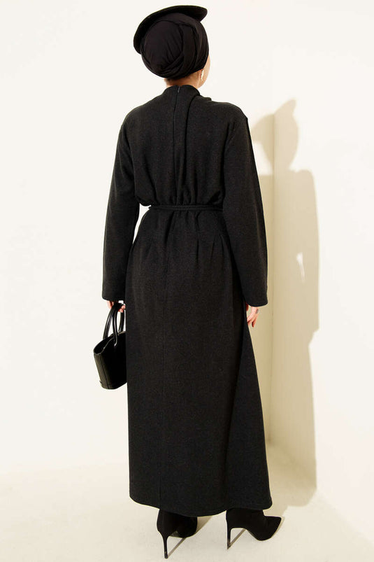 Thessaloniki Dress with Drawstring Detail, Anthracite