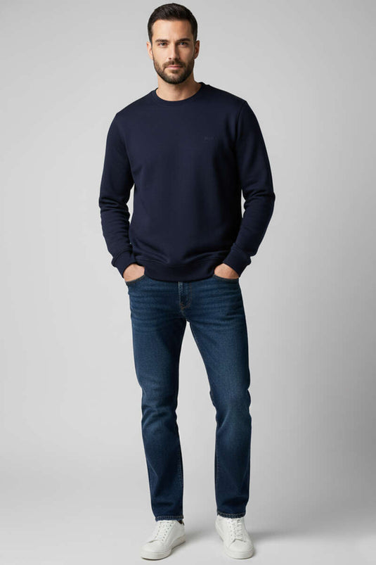 سويت شيرت رجالي من ثيسالونيكي بيسي إمبلم، لون أزرق داكن