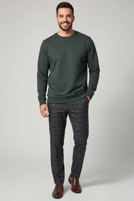 Sweat-shirt pour homme Selanik Besse à écusson vert olive