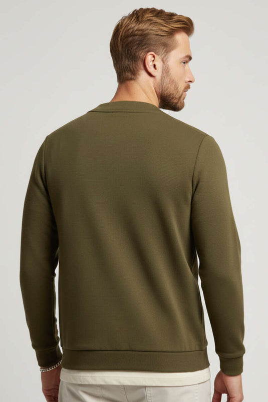 كارديجان رجالي بتصميم أزرار، لون كاكي (على طراز سالونيك)