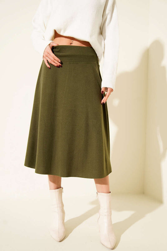 تنورة ميدي من سالونيك، لون كاكي