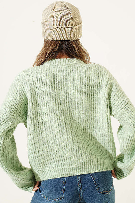 Cardigan Corto In Maglia Menta