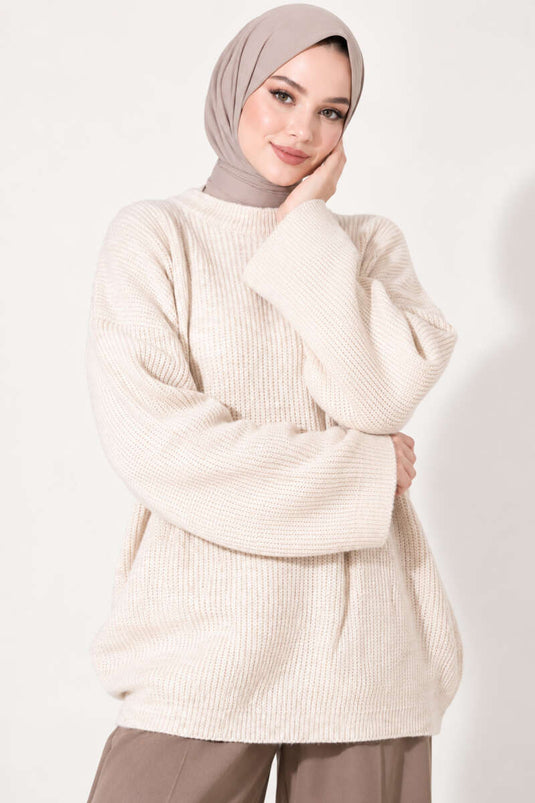 Tunika Oversize In Maglia Beige Di Selanik
