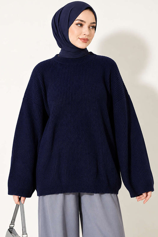 Tunika Oversize In Maglia Blu Navy