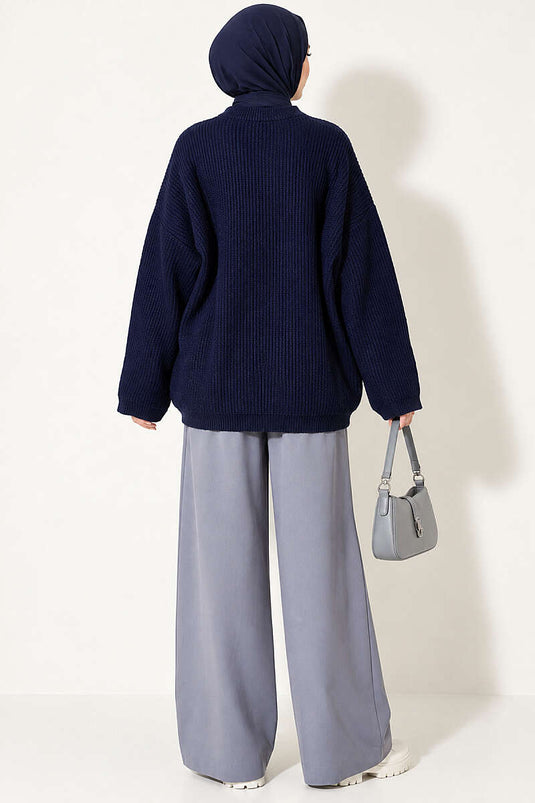 Tunika Oversize In Maglia Blu Navy