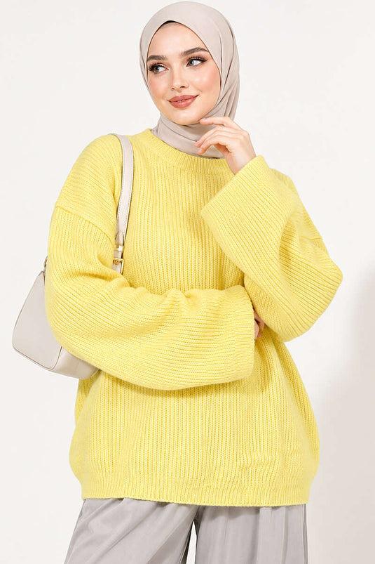 Tunique Oversize En Tricot Selanik Jaune