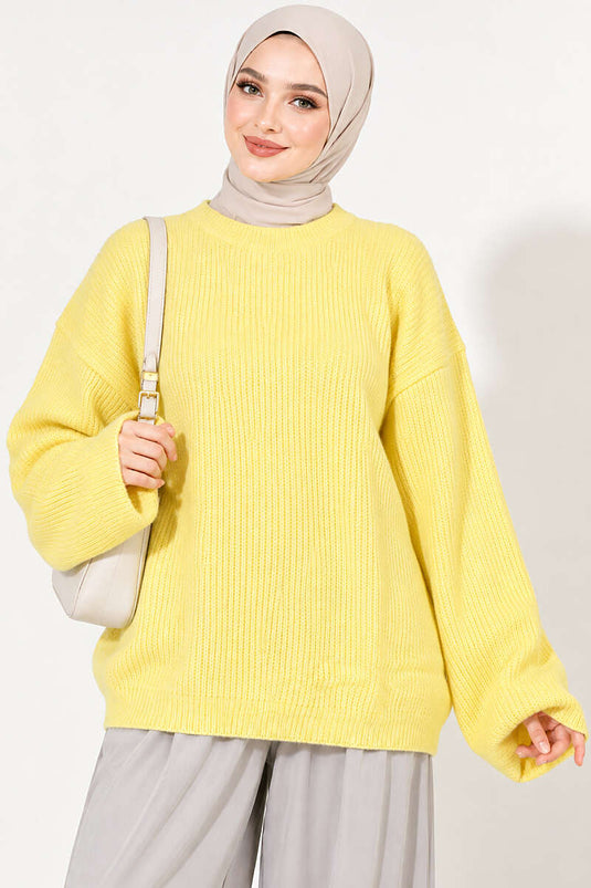 Tunique Oversize En Tricot Selanik Jaune
