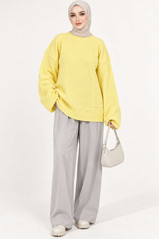 Tunique Oversize En Tricot Selanik Jaune