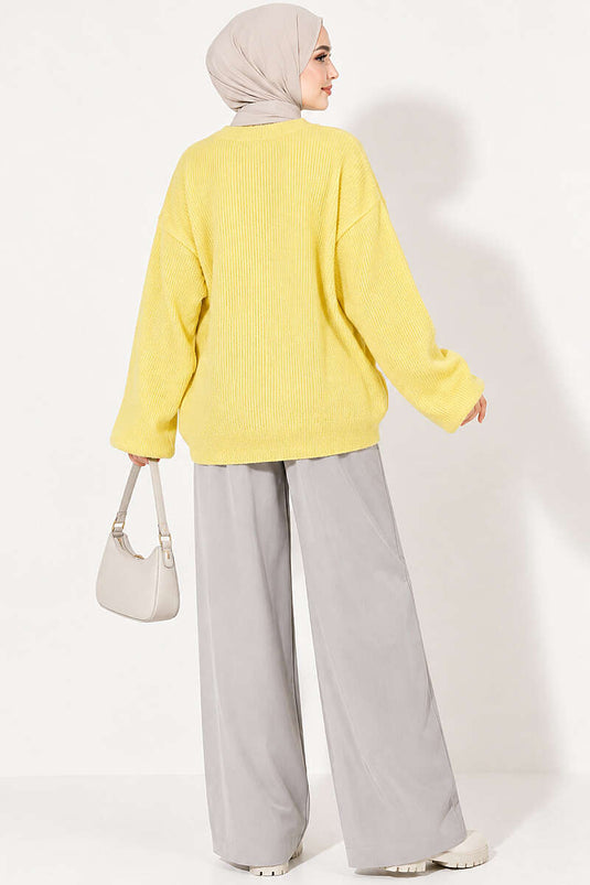 Tunique Oversize En Tricot Selanik Jaune