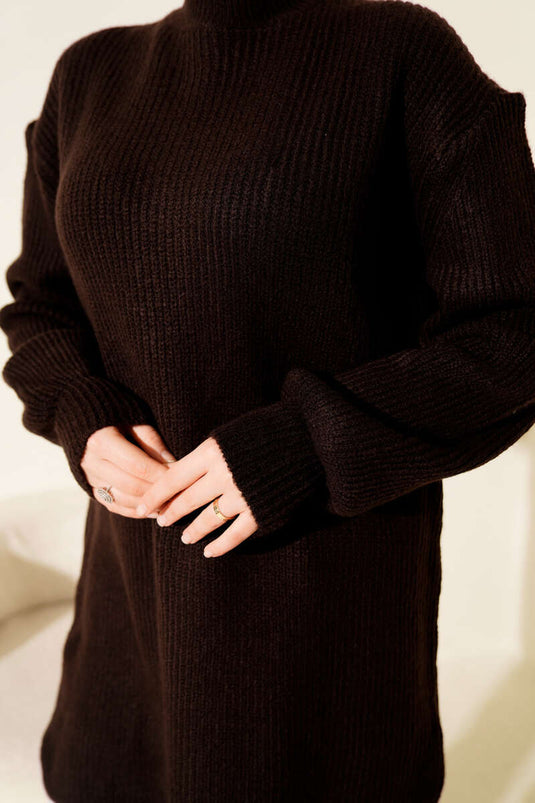 Selanik Knitted Soft Knitwear Tunic Bitter Brown