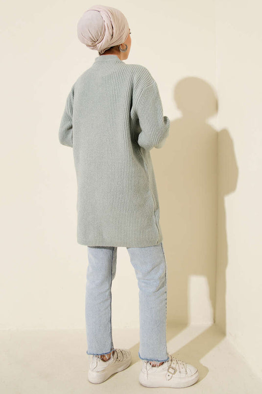 Selanik Örgü Yumoş Triko Tunik Mint