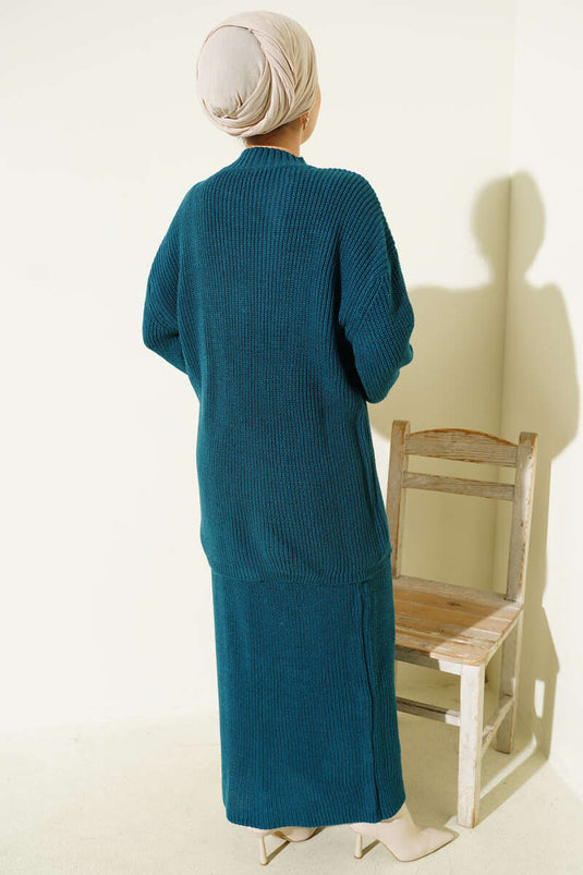 Selanik Strickrock-Zweiteiler-Set Petrol