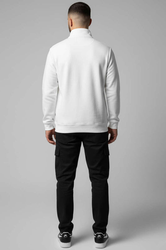 Sudadera Thessaloniki con media cremallera para hombre, color blanco