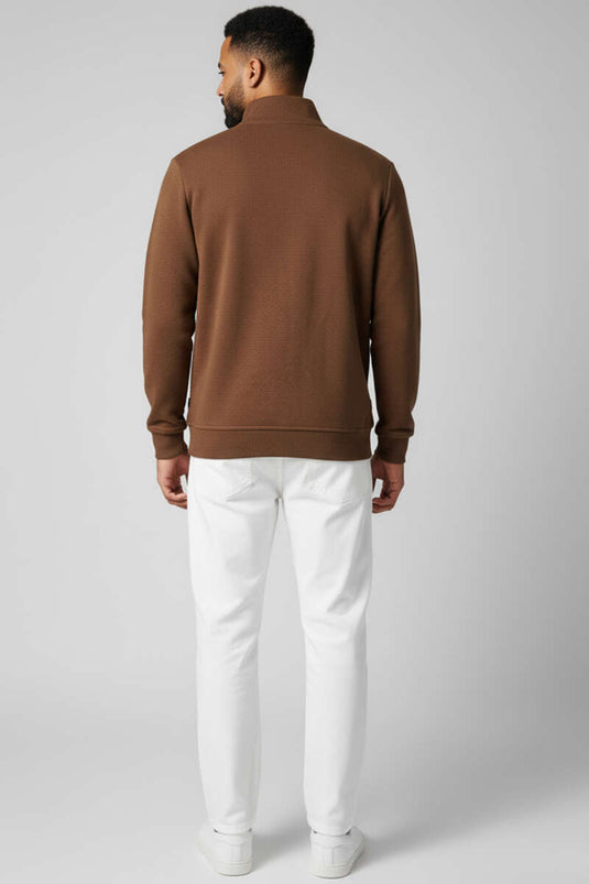 Sudadera con media cremallera Thessaloniki para hombre, marrón