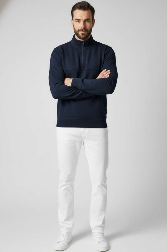 Sudadera con media cremallera Thessaloniki para hombre azul marino