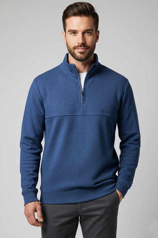 سويت شيرت رجالي أزرق بنصف سحاب من ثيسالونيكي