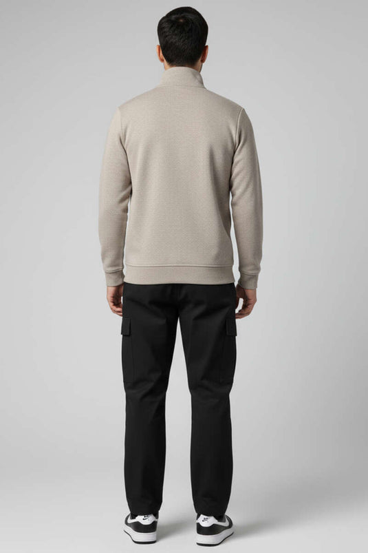 Sudadera con media cremallera Thessaloniki para hombre, color visón