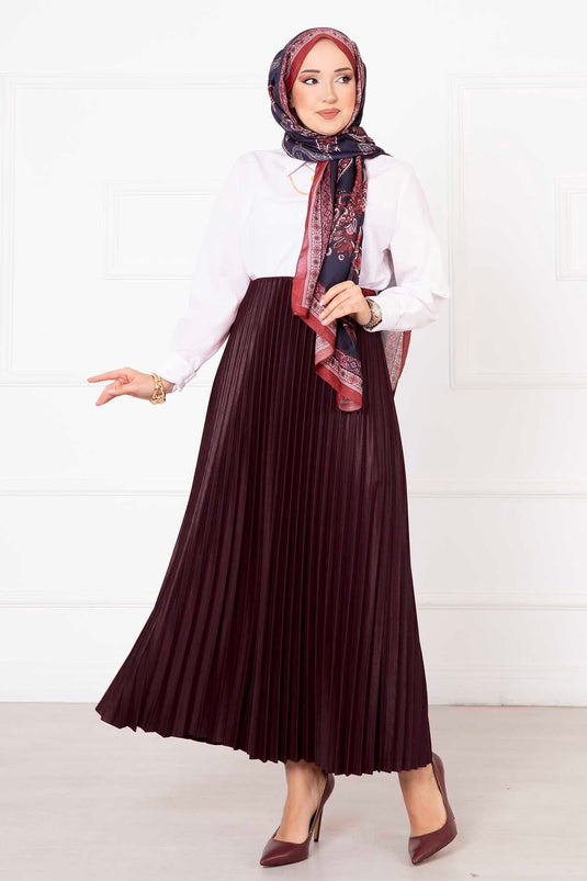 Sena Pleated Skirt dark burgundy