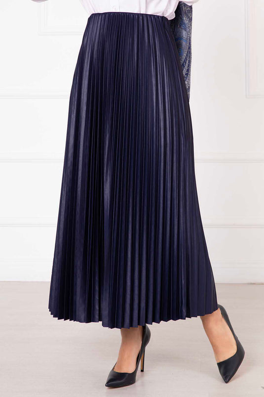 Sena Pleated Skirt Navy Blue