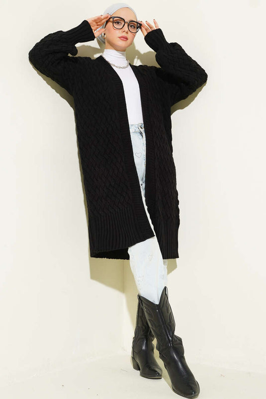 Schwarzer Strickcardigan
