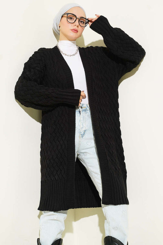 Schwarzer Strickcardigan