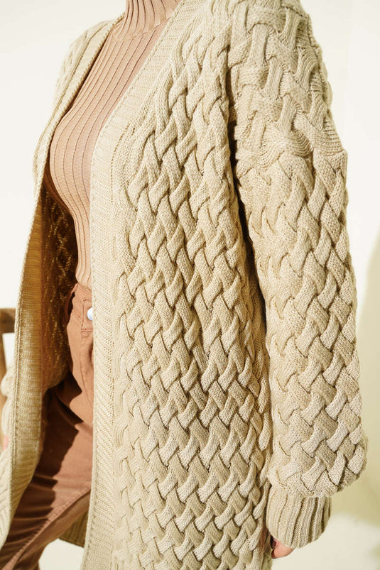 Gilet en tricot à mailles panier couleur pierre