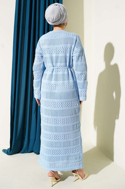 Robe en tricot à motif ajouré bleu bébé