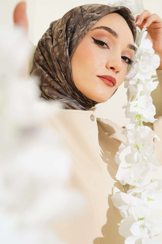 Şerit Desen Demore Eşarp Nefti