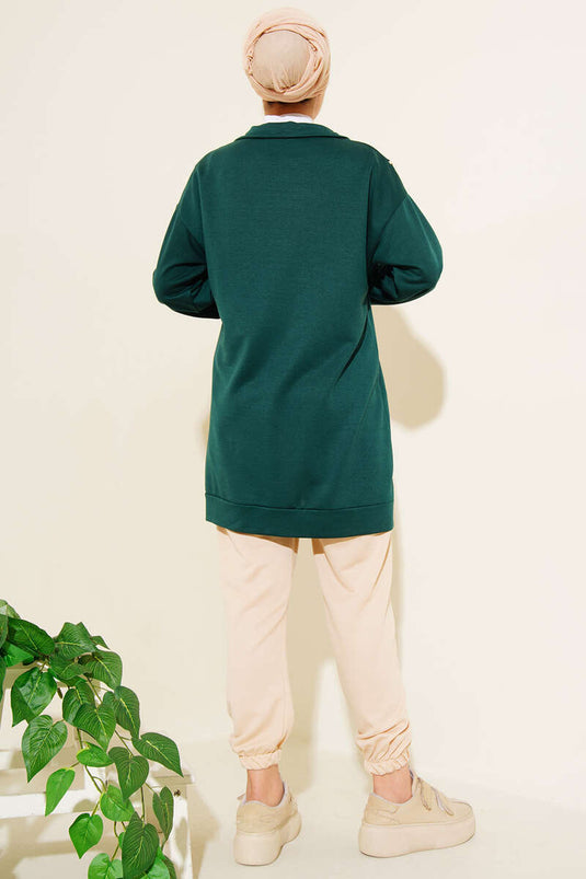 Gestreifter Doppelanzug in Smaragdgrün