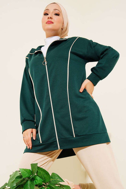 Gestreifter Doppelanzug in Smaragdgrün