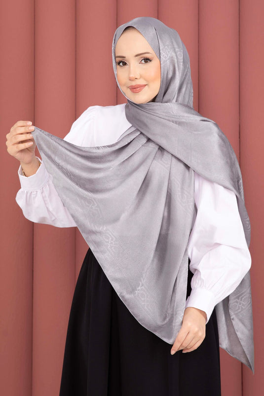 Série d'écharpes jacquard à détails ruban gris