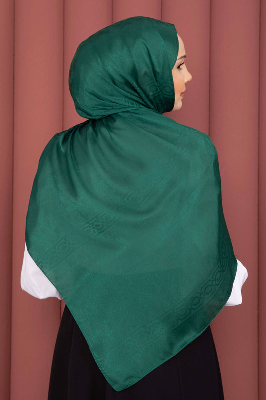 Emerald Jacquard Scarf Series with Stripe Detail