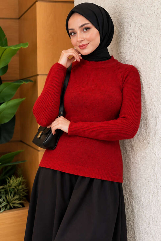 Red Striped Knit Sweater