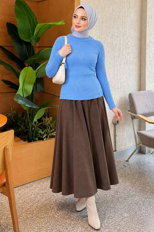 Blaue Gestreifte Strickjacke