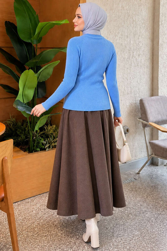 Blaue Gestreifte Strickjacke
