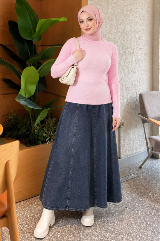 Rosa Gestreifter Strickpullover