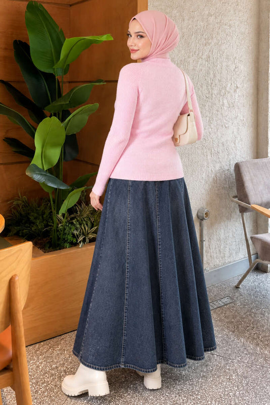 Rosa Gestreifter Strickpullover