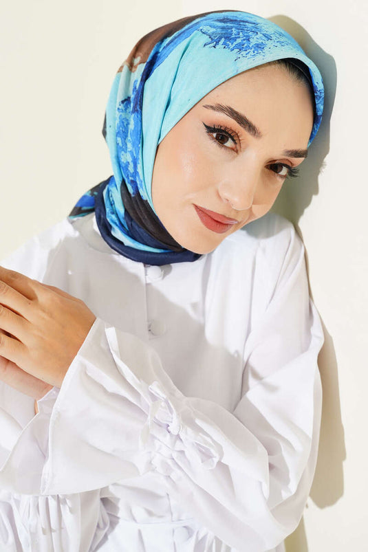 Écharpe à motif rayé dégradé, coloris Saks.