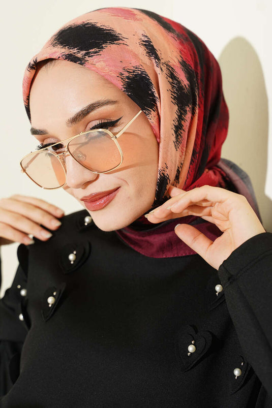 Écharpe en bambou à rayures bordeaux