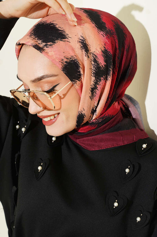 Écharpe en bambou à rayures bordeaux