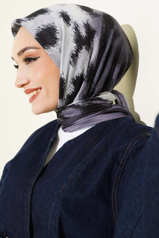 وشاح من الخيزران بنقوش مخططة، رمادي دخاني