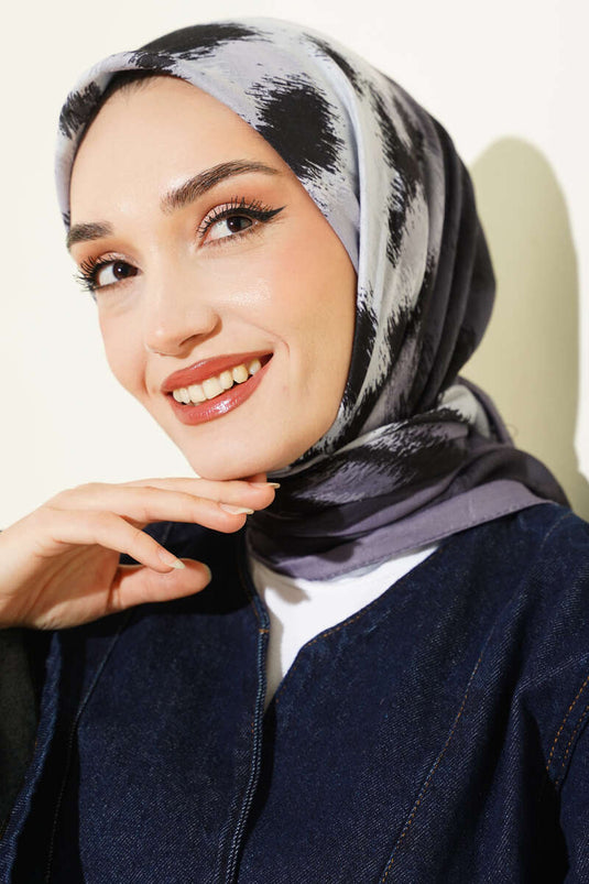 وشاح من الخيزران بنقوش مخططة، رمادي دخاني