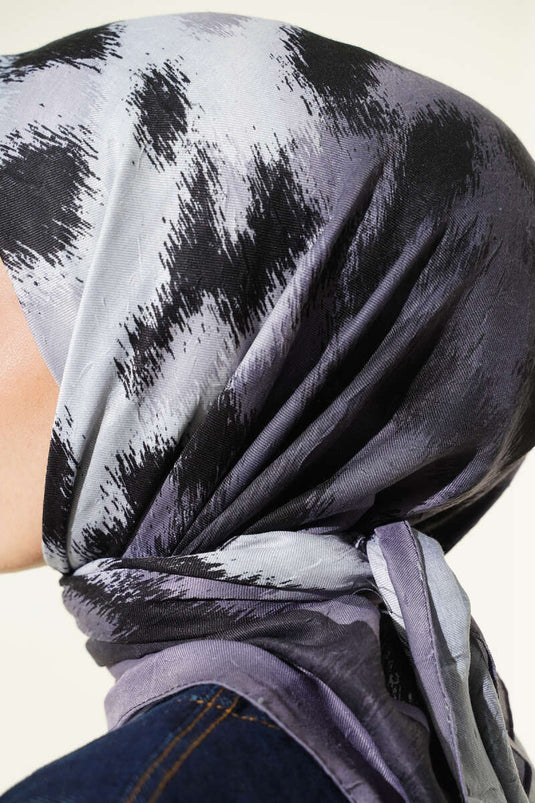 وشاح من الخيزران بنقوش مخططة، رمادي دخاني