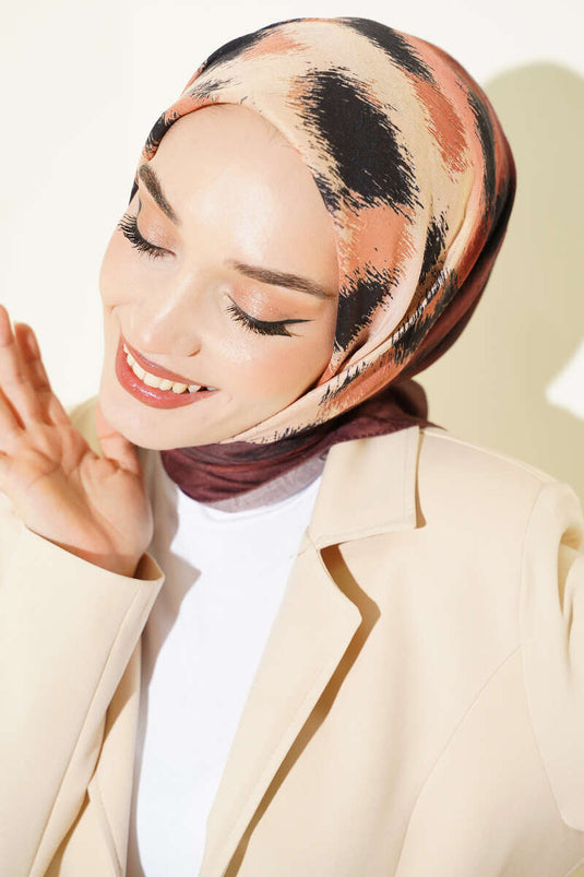 Striped Patterned Bamboo Scarf Chestnut