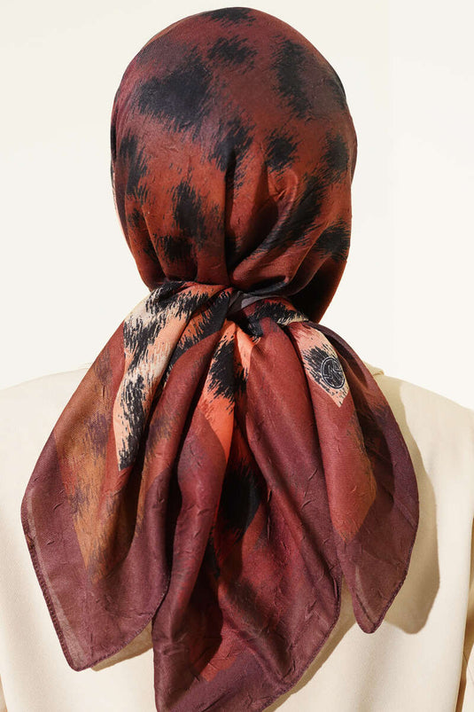 Striped Patterned Bamboo Scarf Chestnut