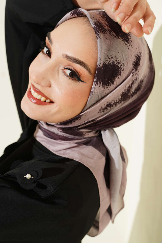 وشاح من الخيزران بنقوش متدرجة مخططة، لون بيج رملي