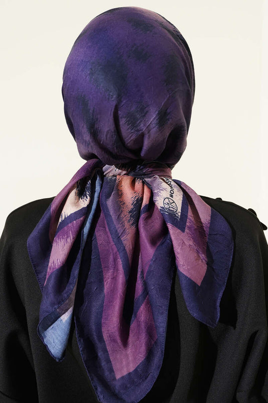 Striped Gradient Patterned Bamboo Scarf Navy Blue